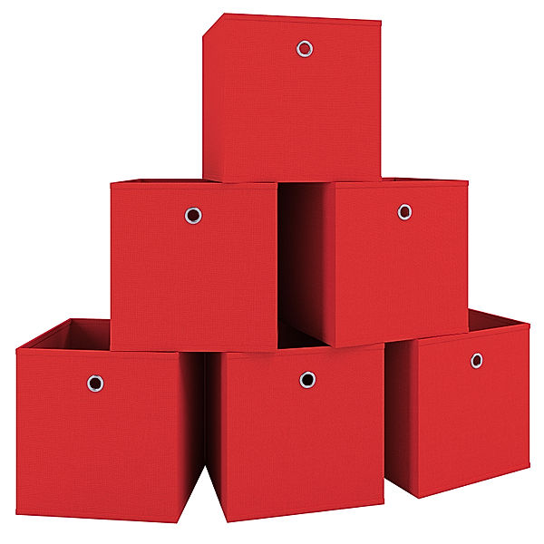VCM VCM 6er-Set Faltbox Klappbox Boxas (Farbe: Rot)