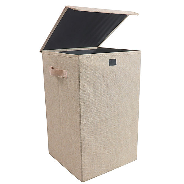 VCM Wäschekorb Wäschebox Stoffbox mit Deckel Dreso M (Farbe: Creme)