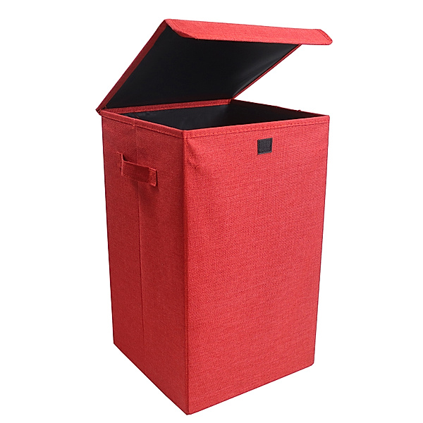 VCM Wäschekorb Wäschebox Stoffbox mit Deckel Dreso M (Farbe: Rot)