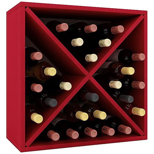 VCM Wein-Regalserie Regal Weinregal Weinschrank Weinflaschen Schrank Holz Würfel Flaschen Aufbewahrung Weino VCM Weinregal-Serie Weino (Farbe: Weino lll: Rot)
