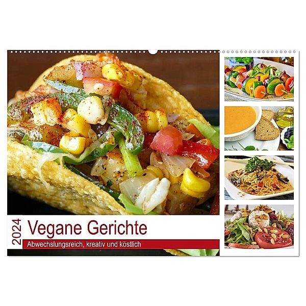 Vegane Gerichte. Abwechslungsreich, kreativ und köstlich (Wandkalender 2024 DIN A2 quer), CALVENDO Monatskalender, Rose Hurley