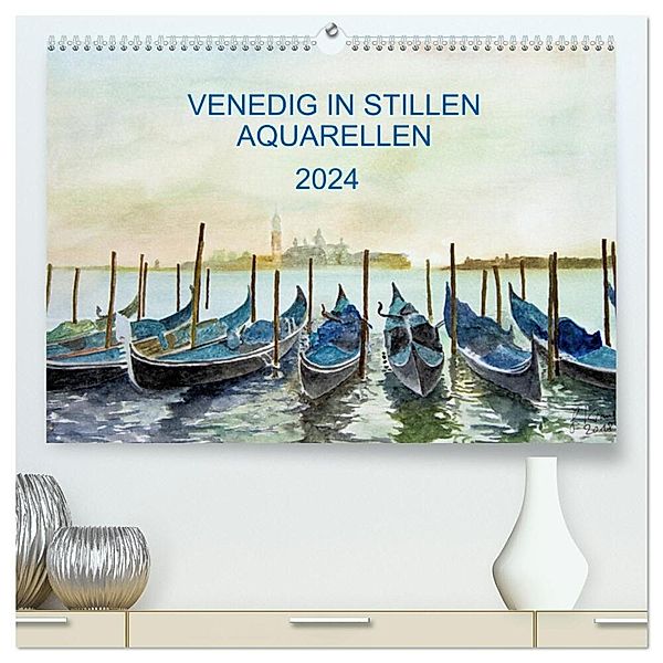Venedig in stillen Aquarellen (hochwertiger Premium Wandkalender 2024 DIN A2 quer), Kunstdruck in Hochglanz, Gerhard Kraus