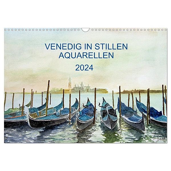Venedig in stillen Aquarellen (Wandkalender 2024 DIN A3 quer), CALVENDO Monatskalender, Gerhard Kraus