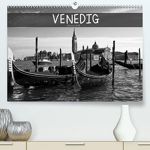 Venedig schwarz-weiß (Premium, hochwertiger DIN A2 Wandkalender 2023, Kunstdruck in Hochglanz), Dirk Meutzner