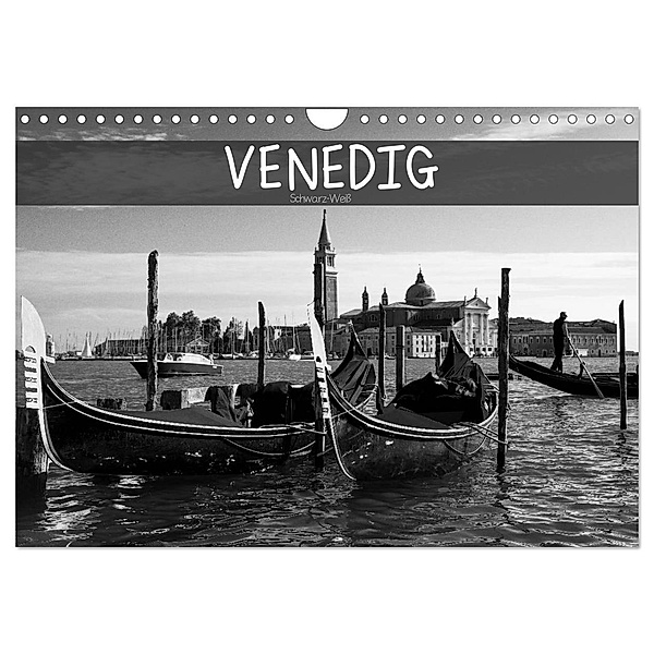 Venedig schwarz-weiß (Wandkalender 2024 DIN A4 quer), CALVENDO Monatskalender, Dirk Meutzner