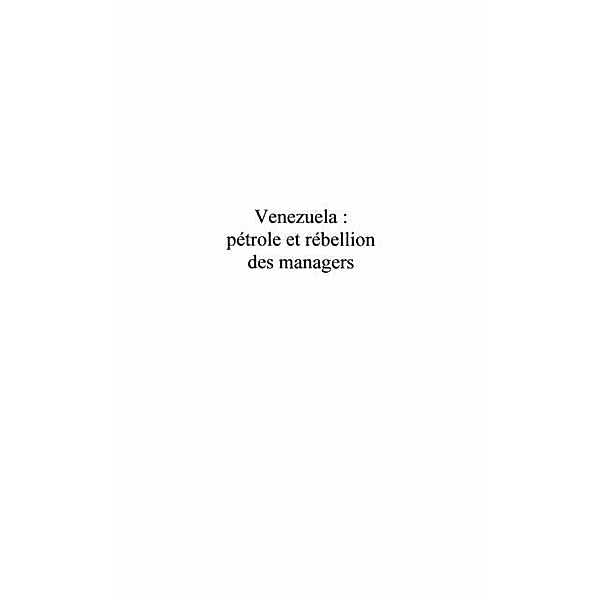 Venezuela : petrole et rebellion des managers / Hors-collection, Jorge Davila