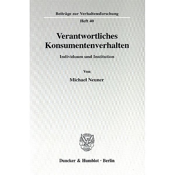 Verantwortliches Konsumentenverhalten., Michael Neuner