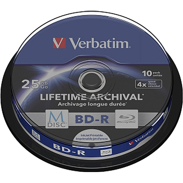 VERBATIM M-DISC Blu-Ray BD-R 25GB 4x 10er Spindel