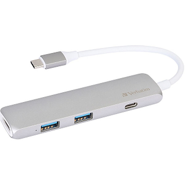 VERBATIM USB-C Hub mit USB-C Stecker zu HDMI, 2x USB 3.0 und USB-C