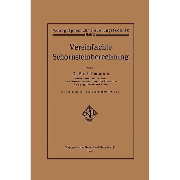 Vereinfachte Schornsteinberechnung / Monographien zur Feuerungstechnik, Otto Hoffmann