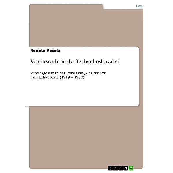 Vereinsrecht in der Tschechoslowakei, Renata Vesela