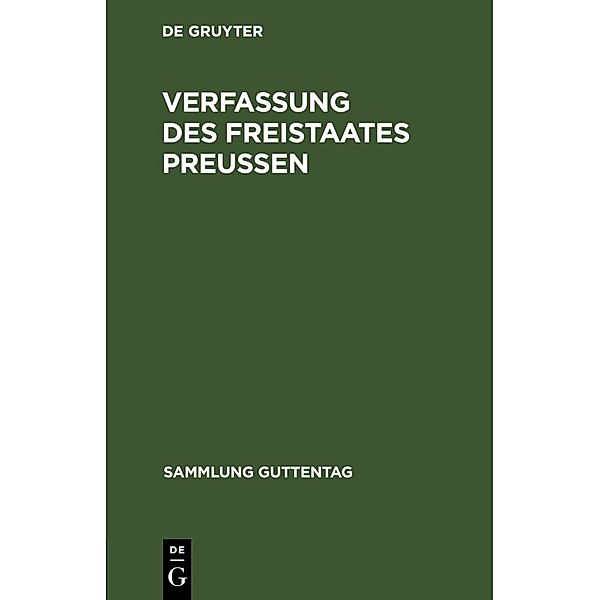 Verfassung des Freistaates Preußen