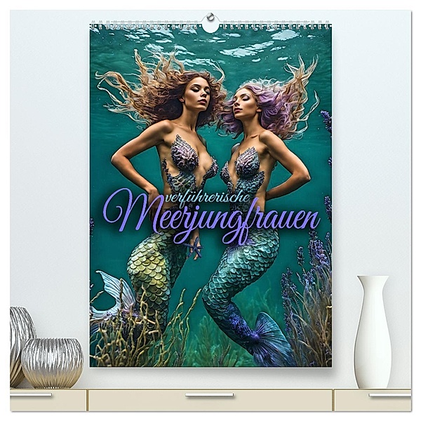 Verführerische Meerjungfrauen (hochwertiger Premium Wandkalender 2024 DIN A2 hoch), Kunstdruck in Hochglanz, Calvendo, Renate Utz