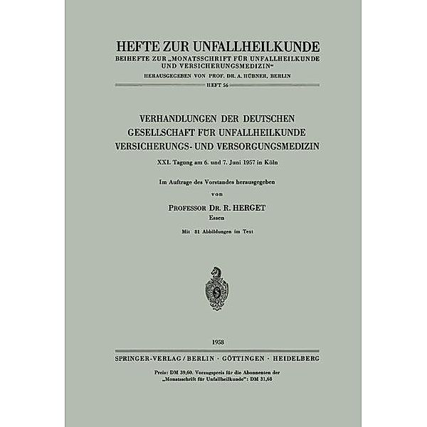 Verhandlungen der Deutschen Gesellschaft für Unfallheilkunde, Versicherungs- und Versorgungsmedizin