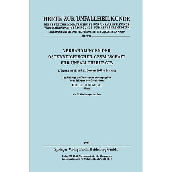 Verhandlungen der Österreichischen Gesellschaft für Unfallchirurgie / Hefte zur Unfallheilkunde