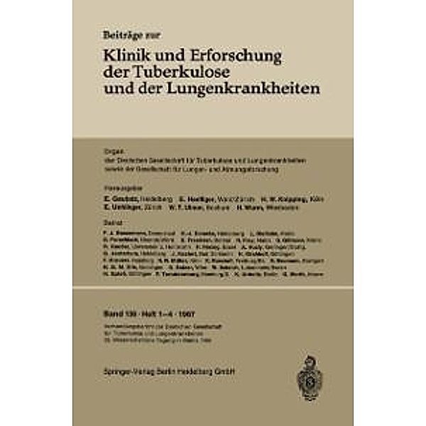 Verhandlungsbericht der Deutschen Tuberkulose-Tagung 1966, Deutschen Tuberkulose-Tagung, Deutschen Tuberkulose-Gesellschaft, Deutschen Zentralkomitee zur Bekämpfung der Tuberkulose