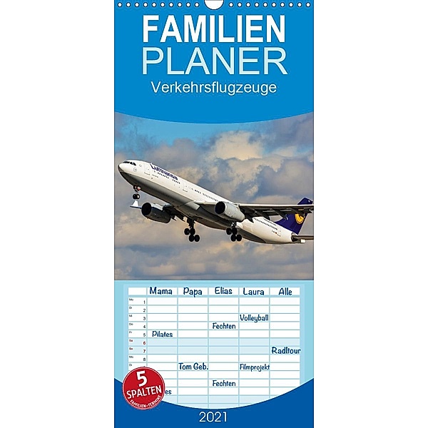 Verkehrsflugzeuge - Familienplaner hoch (Wandkalender 2021 , 21 cm x 45 cm, hoch), Marcel Wenk