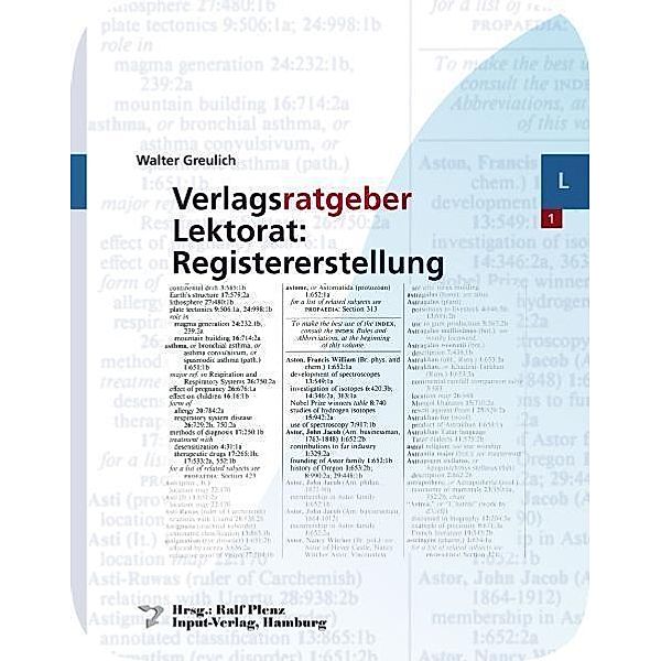 Verlagsratgeber Lektorat: Registererstellung, Walter Greulich
