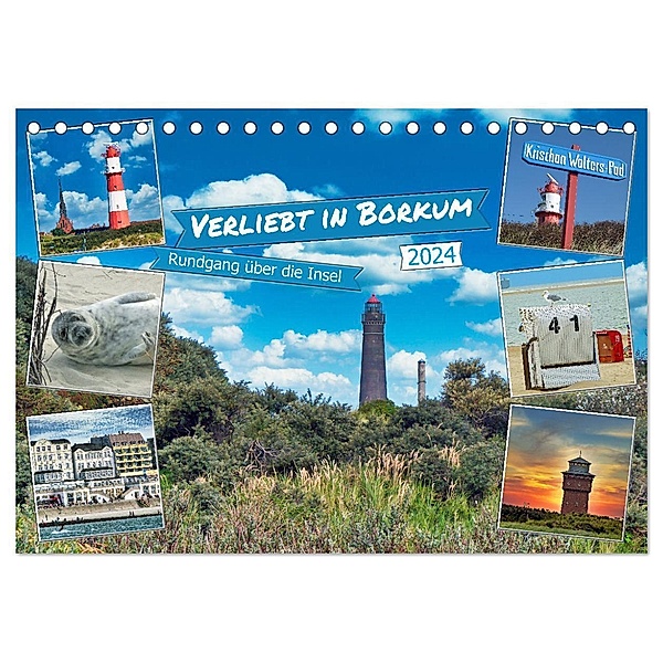 Verliebt in Borkum (Tischkalender 2024 DIN A5 quer), CALVENDO Monatskalender, Claudia Kleemann