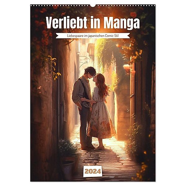 Verliebt in Manga (Wandkalender 2024 DIN A2 hoch), CALVENDO Monatskalender, Kerstin Waurick