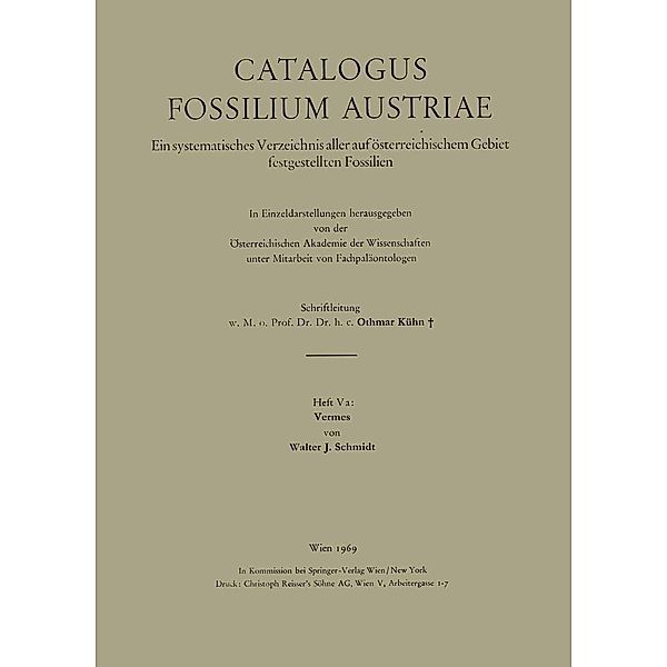 Vermes / Catalogus Fossilium Austriae Bd.5 / a, Walter J. Schmidt