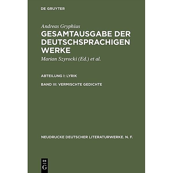 Vermischte Gedichte, Andreas Gryphius