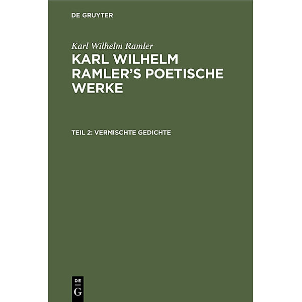 Vermischte Gedichte, Karl Wilhelm Ramler
