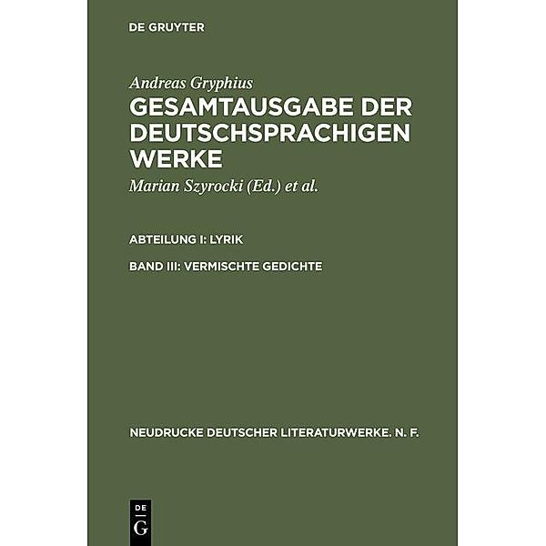 Vermischte Gedichte / Neudrucke deutscher Literaturwerke. N. F. Bd.11