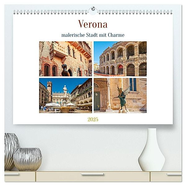Verona - malerische Stadt mit Charme (hochwertiger Premium Wandkalender 2025 DIN A2 quer), Kunstdruck in Hochglanz, Calvendo, Nina Schwarze