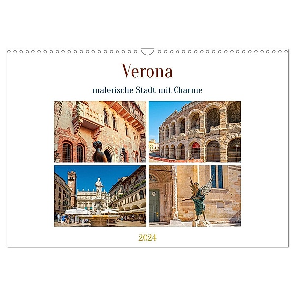 Verona - malerische Stadt mit Charme (Wandkalender 2024 DIN A3 quer), CALVENDO Monatskalender, Calvendo, Nina Schwarze