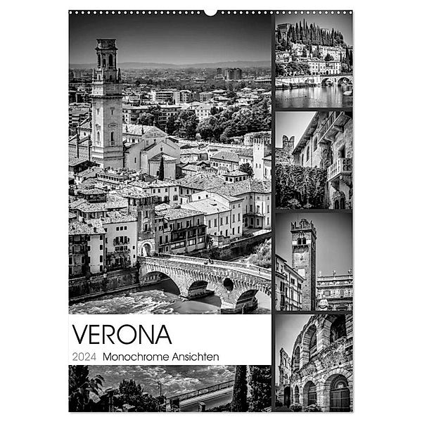 VERONA Monochrome Ansichten (Wandkalender 2024 DIN A2 hoch), CALVENDO Monatskalender, Melanie Viola