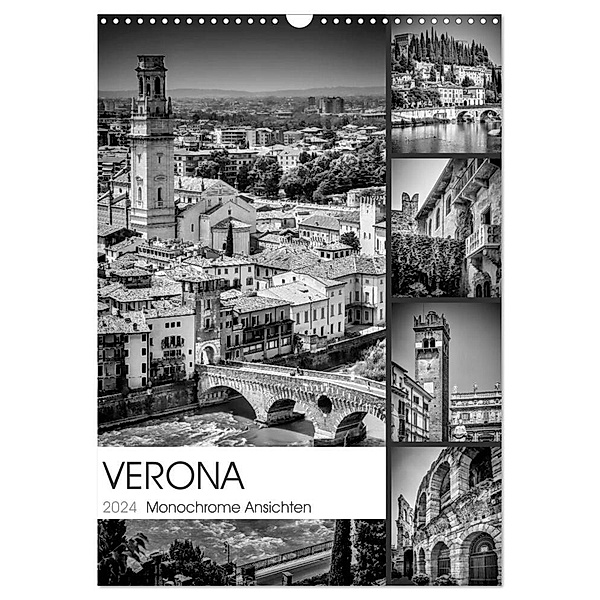 VERONA Monochrome Ansichten (Wandkalender 2024 DIN A3 hoch), CALVENDO Monatskalender, Melanie Viola