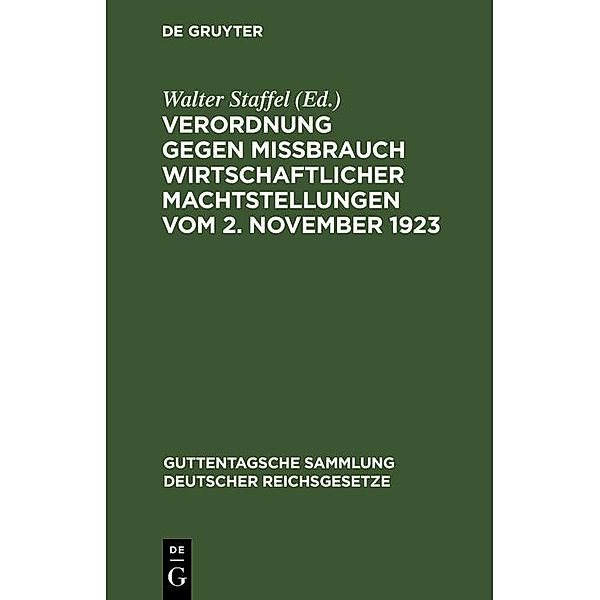 Verordnung gegen Missbrauch wirtschaftlicher Machtstellungen vom 2. November 1923