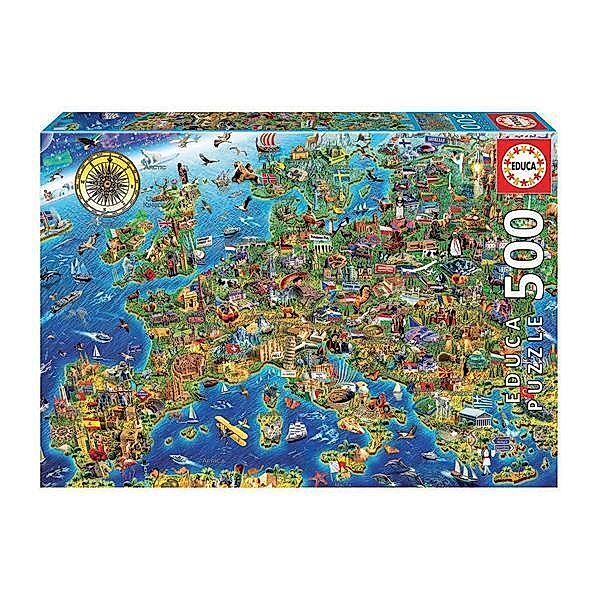 Educa Puzzle, Carletto Deutschland Verrückte Europakarte 500 Teile Puzzle