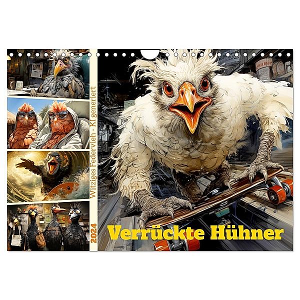 Verrückte Hühner (Wandkalender 2024 DIN A4 quer), CALVENDO Monatskalender, Cathrin Illgen