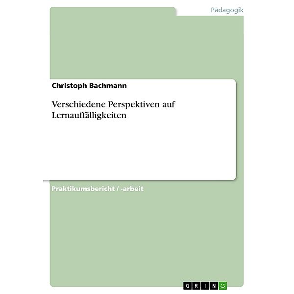 Verschiedene Perspektiven auf Lernauffälligkeiten, Christoph Bachmann