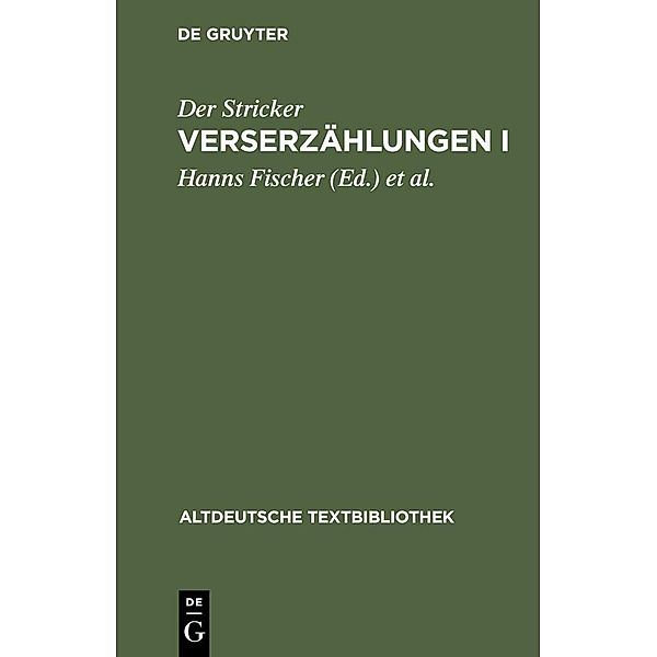 Verserzählungen I / Altdeutsche Textbibliothek Bd.53, Der Stricker
