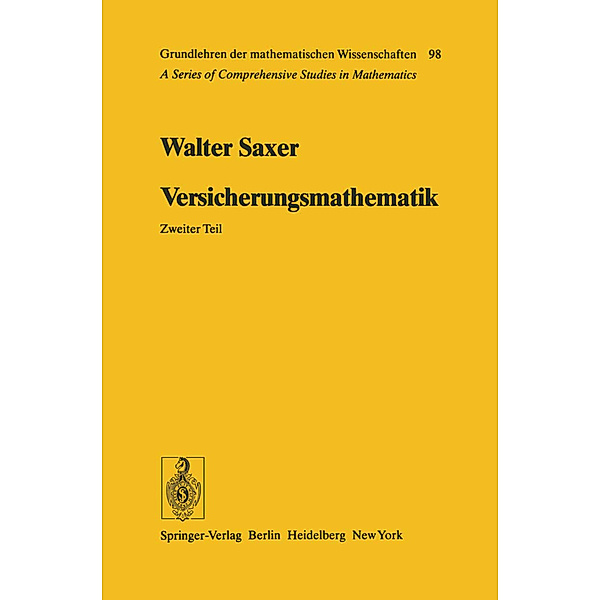 Versicherungsmathematik, Walter Saxer
