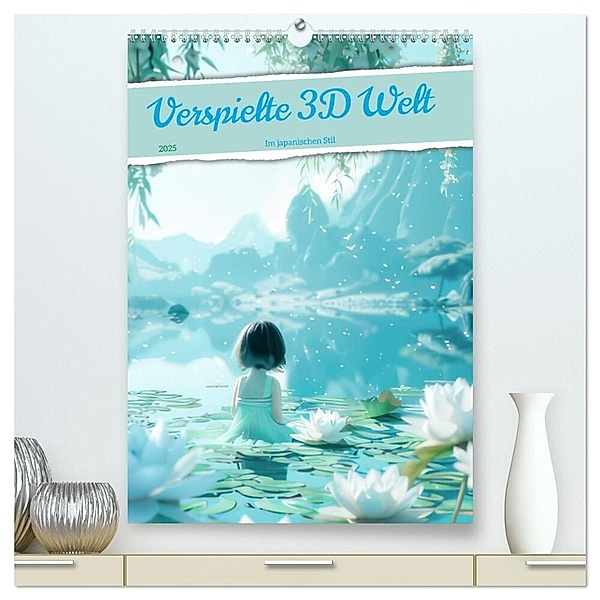 Verspielte 3D Welt - Im japanischen Stil (hochwertiger Premium Wandkalender 2025 DIN A2 hoch), Kunstdruck in Hochglanz, Calvendo, Liselotte Brunner-Klaus