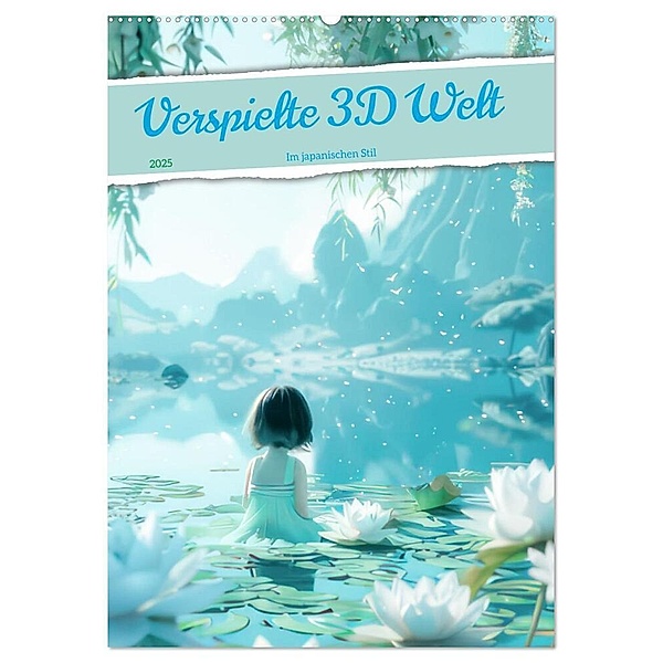 Verspielte 3D Welt - Im japanischen Stil (Wandkalender 2025 DIN A2 hoch), CALVENDO Monatskalender, Calvendo, Liselotte Brunner-Klaus