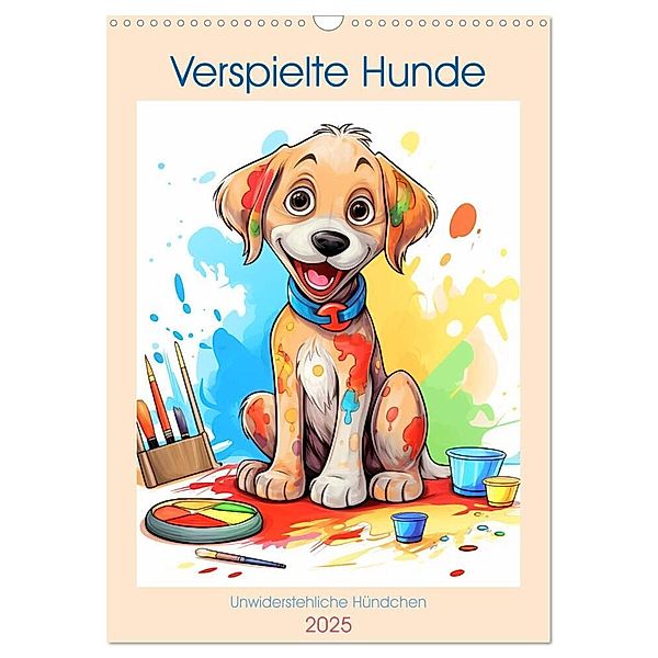 Verspielte Hunde (Wandkalender 2025 DIN A3 hoch), CALVENDO Monatskalender, Calvendo, Marie-Ange PAGNON