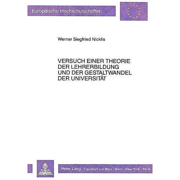 Versuch einer Theorie der Lehrerbildung und der Gestaltwandel der Universität, W. S. Nicklis