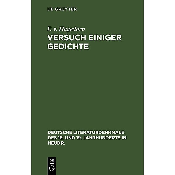 Versuch einiger Gedichte, F. v. Hagedorn