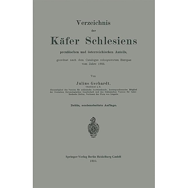 Verzeichnis der Käfer Schlesiens, Julius Gerhardt