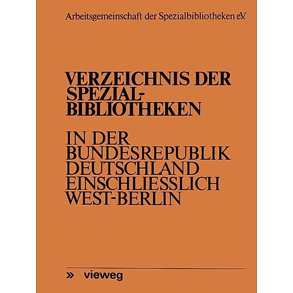 Verzeichnis der Spezialbibliotheken in der Bundesrepublik Deutschland einschließlich West-Berlin, Fritz Meyen