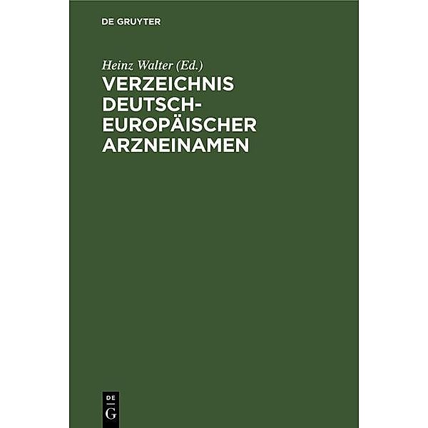 Verzeichnis Deutsch-Europäischer Arzneinamen