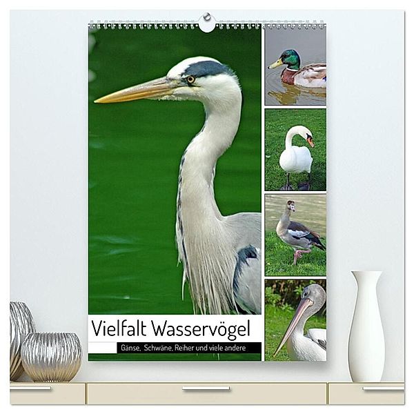 Vielfalt Wasservögel (hochwertiger Premium Wandkalender 2024 DIN A2 hoch), Kunstdruck in Hochglanz, Claudia Kleemann