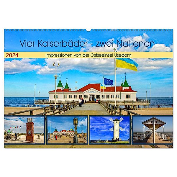 Vier Kaiserbäder - zwei Nationen - Impressionen von der Ostseeinsel Usedom (Wandkalender 2024 DIN A2 quer), CALVENDO Monatskalender, Holger Felix