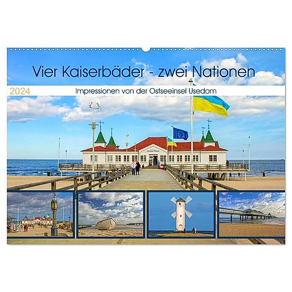 Vier Kaiserbäder - zwei Nationen - Impressionen von der Ostseeinsel Usedom (Wandkalender 2024 DIN A2 quer), CALVENDO Monatskalender, Holger Felix