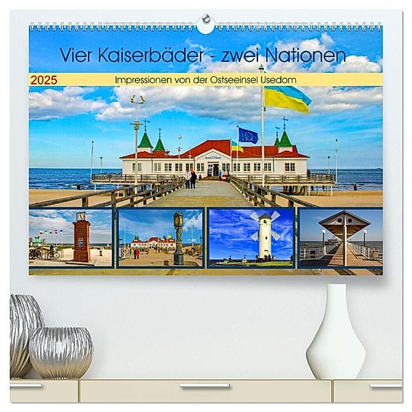 Vier Kaiserbäder - zwei Nationen - Impressionen von der Ostseeinsel Usedom (hochwertiger Premium Wandkalender 2025 DIN A2 quer), Kunstdruck in Hochglanz, Calvendo, Holger Felix